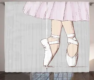 Штора Балерина в деревенском стиле от ABAKUHAUS, ножки в равновесии, штора из тесьмы со сборками, петлями и крючками, 280 x 225 см, цвет шампанского, умбра, бледно-лиловый Abakuhaus