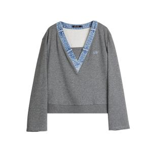 ELLE Свитшот Women's Medium Gray V-образный вырез Moderate