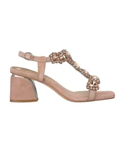 Сандалии на каблуке со стразами Alma En Pena, розовый