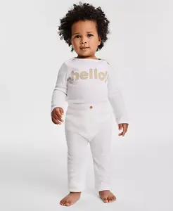 Детский боди с длинными рукавами Baby Hello и штанишки из велюрового ребристого трикотажа First Impressions, розовый