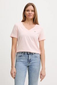 Хлопковая футболка Gant, розовый