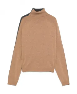 Серый шерстяной свитер с высоким воротником Semicouture, коричневый