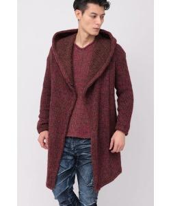 Длинный кардиган с капюшоном из блестящей шерстяной трикотажной ткани TORNADO MART