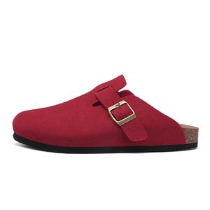 Lin Feng Красные унисекс тапочки с закрытым носком, резиновой подошвой, устойчивые к скольжению и износу, цвет Red