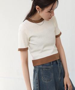 Вязаная футболка с контрастной отделкой