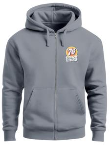 Neverless Толстовка с молнией 'Good Vibes '76' в темно-сером цвете