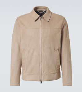 Замшевый блузон Brioni, серо-коричневый