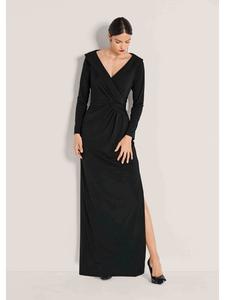 MADELEINE Элегантное эластичное платье с запахом, черного цвета