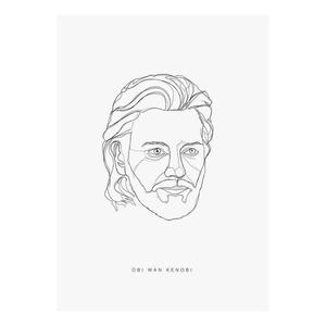 Фреска Komar Star Wars Force Faces Obi Wan, черно-белый
