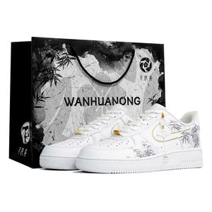 Nike Кроссовки Air Force 1 Wan Hua Nong, Su Wen, износостойкие, низкие, для скейтбординга, унисекс, белое золото