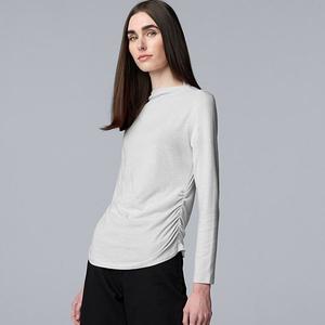 Женская футболка с драпировкой и высоким воротником Simply Vera Vera Wang, Light Gray Fox Heather