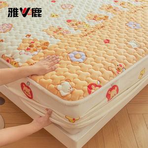 Yalu Простыня на резинке 90х200 см из молочного бархата, комплект из 2 предметов (простыня + наволочка), плюш, удержание тепла