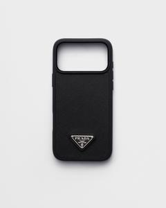 Кожаный чехол Saffiano для iPhone 17 Pro Max Prada, черный
