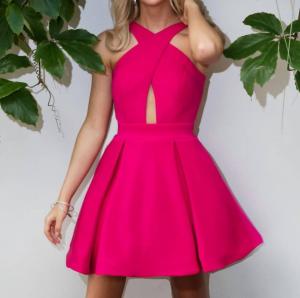 Короткое коктейльное платье цвета фуксии Rachel Allan, фуксия