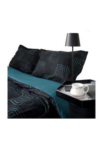 Хлопковое постельное бельё Cofi, пододеяльник и наволочки, чёрный, белый, зелёный 200x200 см