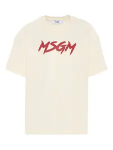 Футболка с короткими рукавами Msgm Kids, слоновая кость