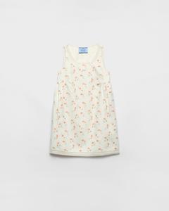 Льняное мини-платье с цветочным принтом Prada, натуральный