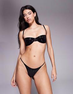Трусики-танга с пайетками Brie черного цвета Asos Design
