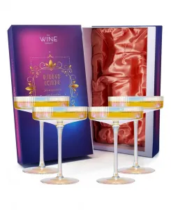 Винтажные бокалы в стиле ар-деко, набор из 4 штук The Wine Savant, переливающийся