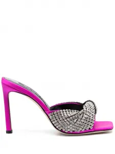 Босоножки на каблуке с кристаллами Sergio Rossi, розовый