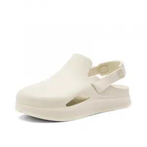 Сланцы унисекс LADOLL с прорезиненной подошвой EVA и открытым мыском, цвет костяной белый