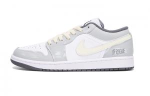 Jordan Баскетбольные кроссовки Air 1 с антискользящим износостойким верхом, винтажные, унисекс, серо-белые