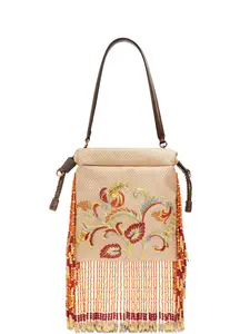 Маленькая вышитая сумка-тоут Kalispera Etro, бежевый