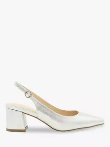 Туфли-лодочки Paradox London Imelda Shimmer Block Heel Sling Back, серебряный