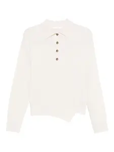 Вязаный асимметричный топ на пуговицах 3311, белый