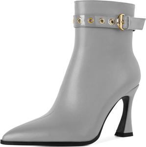 Женские ботильоны Zamikoo Stiletto, заостренный носок, осенние короткие каблуки, ремешок с пряжкой, боковая молния, каблук 3,5 дюйма, кожа, черный, размер US 10