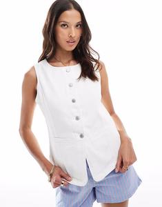 ONLY джинсовый жилет с высоким воротом белого цвета