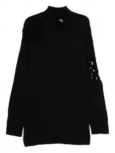 Свитер с высоким воротом и вставками из сетки Yohji Yamamoto, черный