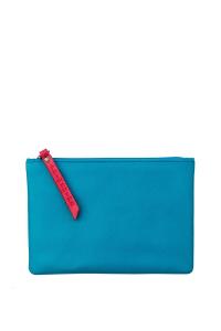 Кожаный клатч большого размера на молнии «Косметик» PRIMEHIDE, синий