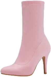 Женские модные ботильоны Joojaky с острым носком на шпильке, однотонные короткие ботинки, Pink