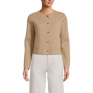 Женский свитер-блейзер из тонкого хлопка Milano Lands' End, Vicuna Heather