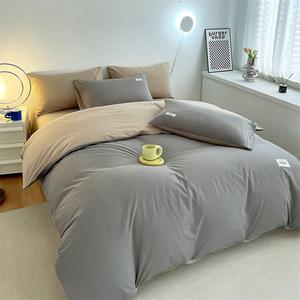 Antarctic Комплект постельного белья из 7 предметов для кровати 180 см, цвет светло-серый + хаки, включает пододеяльник, простыню на резинке, наволочки и подушку весом 4 кг