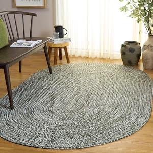 Ковер SAFAVIEH, 153 x 244 см, Washable Rug Braided Collection - Oval, Green, ручной работы, для помещений и улицы, устойчивый к погодным условиям, идеален для патио, гостиной, прихожей, столовой (BRA260Y)