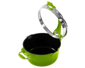 Многофункциональная кастрюля / кастрюля Ø20 см, литой алюминий KING с керамическим покрытием Внутри: FUSION TI с ситечком в крышке / цвет: зеленый