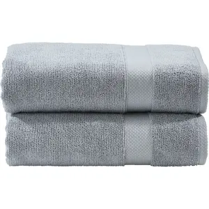 Набор полотенец Deluxe из 2 шт., однотонные цвета, гостиничное качество из высококачественного махрового полотна Done., серебристый