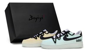 Nike Кроссовки для скейтбординга Air Force 1 унисекс, низкие, черные/белые/голубые/желтые