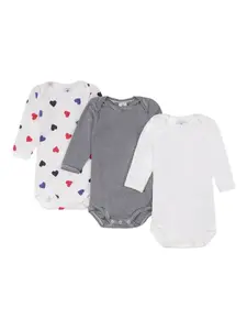 Боди с принтом (комплект из трех штук) Petit Bateau, белый