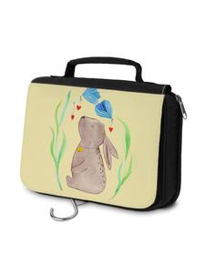 Mr. & Mrs. Panda Косметичка с кроликом и цветком, без надписи, пастельно-желтого цвета