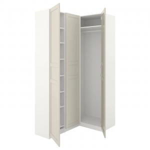 Угловой шкаф PAX/FLISBERGET IKEA, 161/88x236 см, белый/светло-бежевый