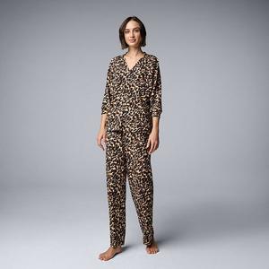 Женский комплект пижамы: топ и брюки Simply Vera Vera Wang, Brown Animal