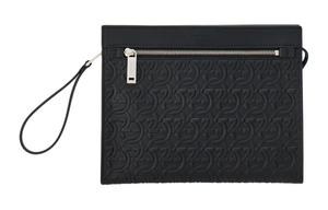 Кожаный клатч FERRAGAMO GANCINI мужской черный