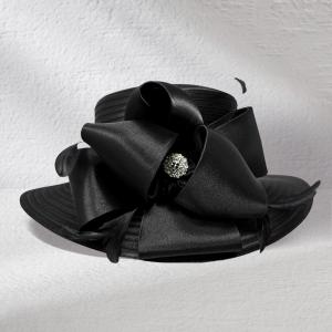 Нарядная шляпка с бантом из перьев и стразами в центре FASHNZFAB, черный