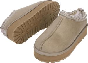 Домашние тапочки на платформе для женщин, для использования внутри и снаружи, мини-бутсы, с противоскользящей подошвой, плюшевая подкладка, обувь для дома, без шнурков Home Slipper, Beige