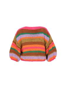 Женский свитер розового цвета с разноцветными вставками myMo