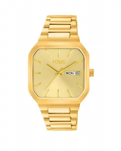 Аналоговые часы с подсветкой, золотой стальной браслет IPG Tous, золотой