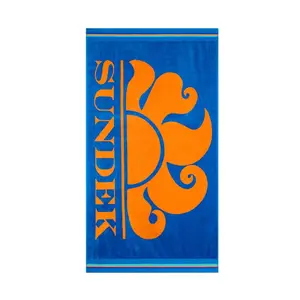 Пляжное полотенце Sundek New Classic с жаккардовым логотипом, синий